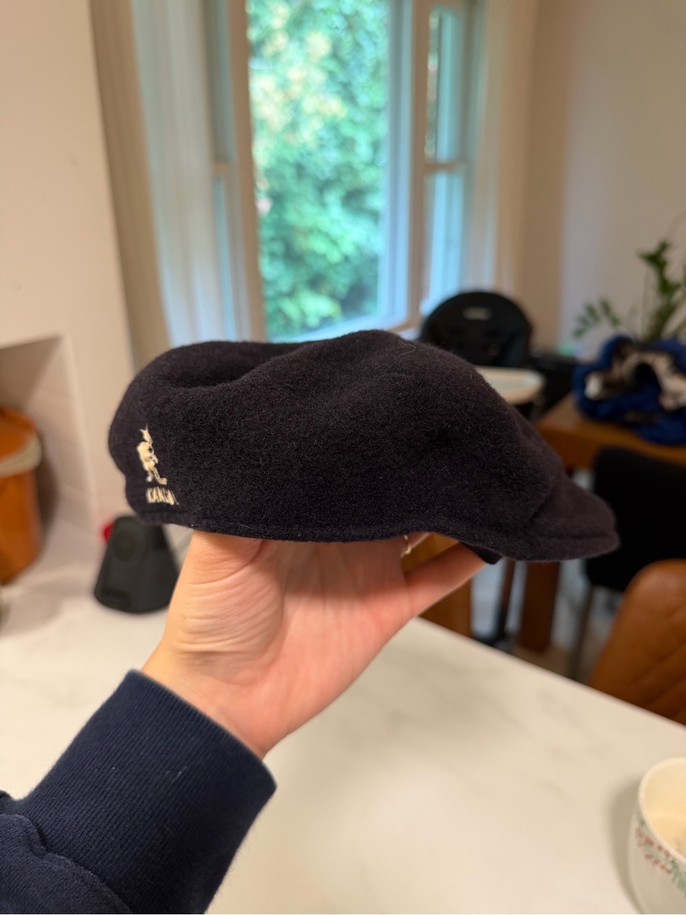 Vintage Kangol Wool Flat Cap Hat Black Size L